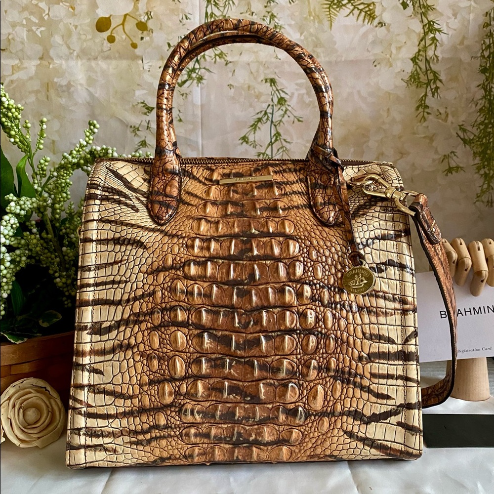 💟GORGEOUS!!💟Retail $365💟FELINE OMBRE CAROLINE BRAHMIN SATCHEL